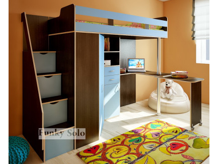 Кровать-чердак для подростка со столом Фанки Соло-1, спальное место 200х80 см